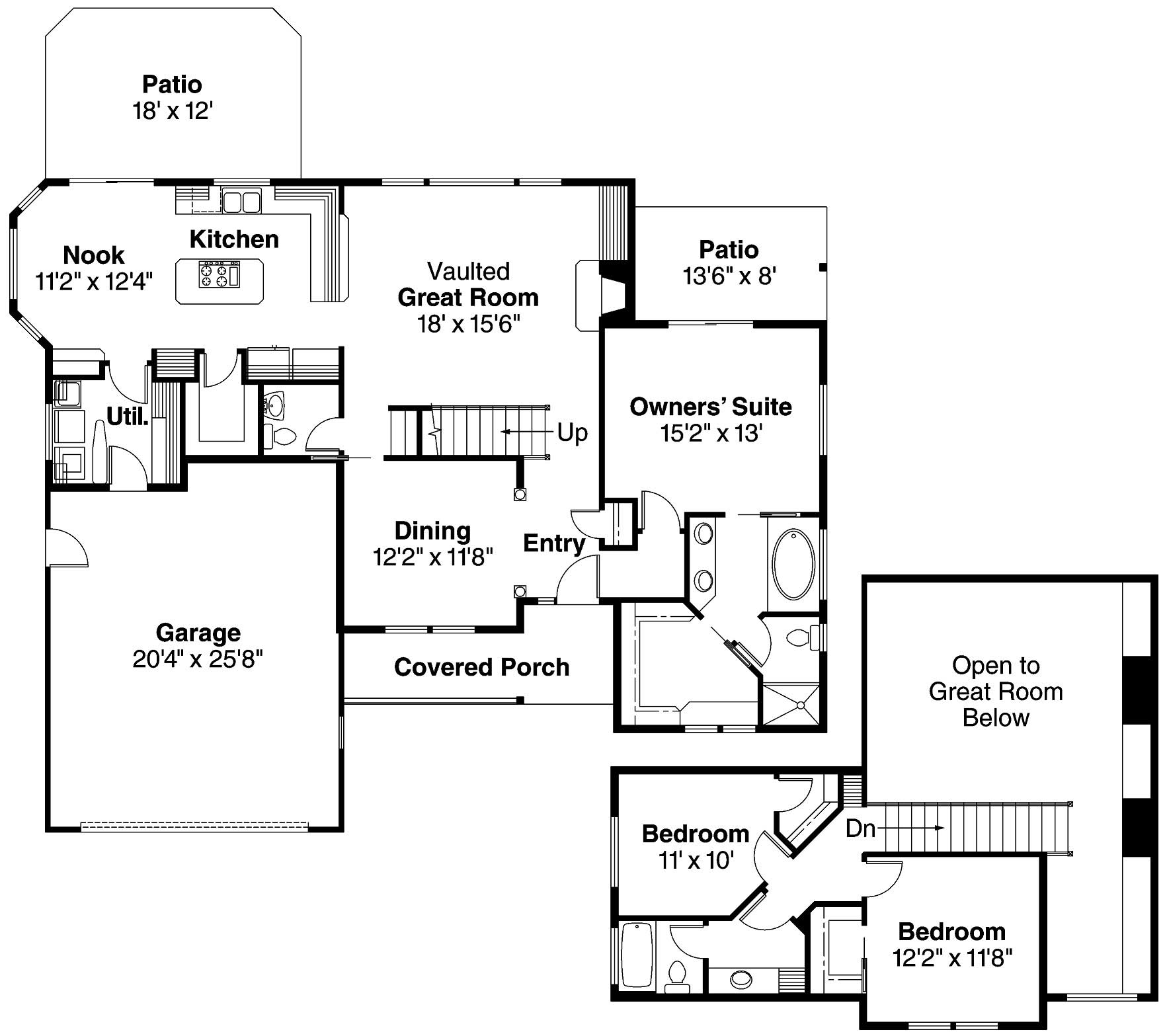 Floor Plan First Story of Country Plan #108-1223