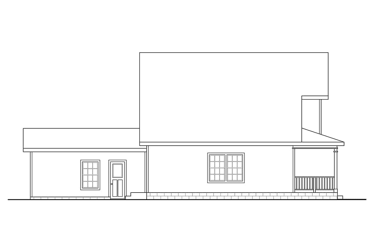 Home Plan Left Elevation of this 3-Bedroom,1580 Sq Ft Plan -108-1225