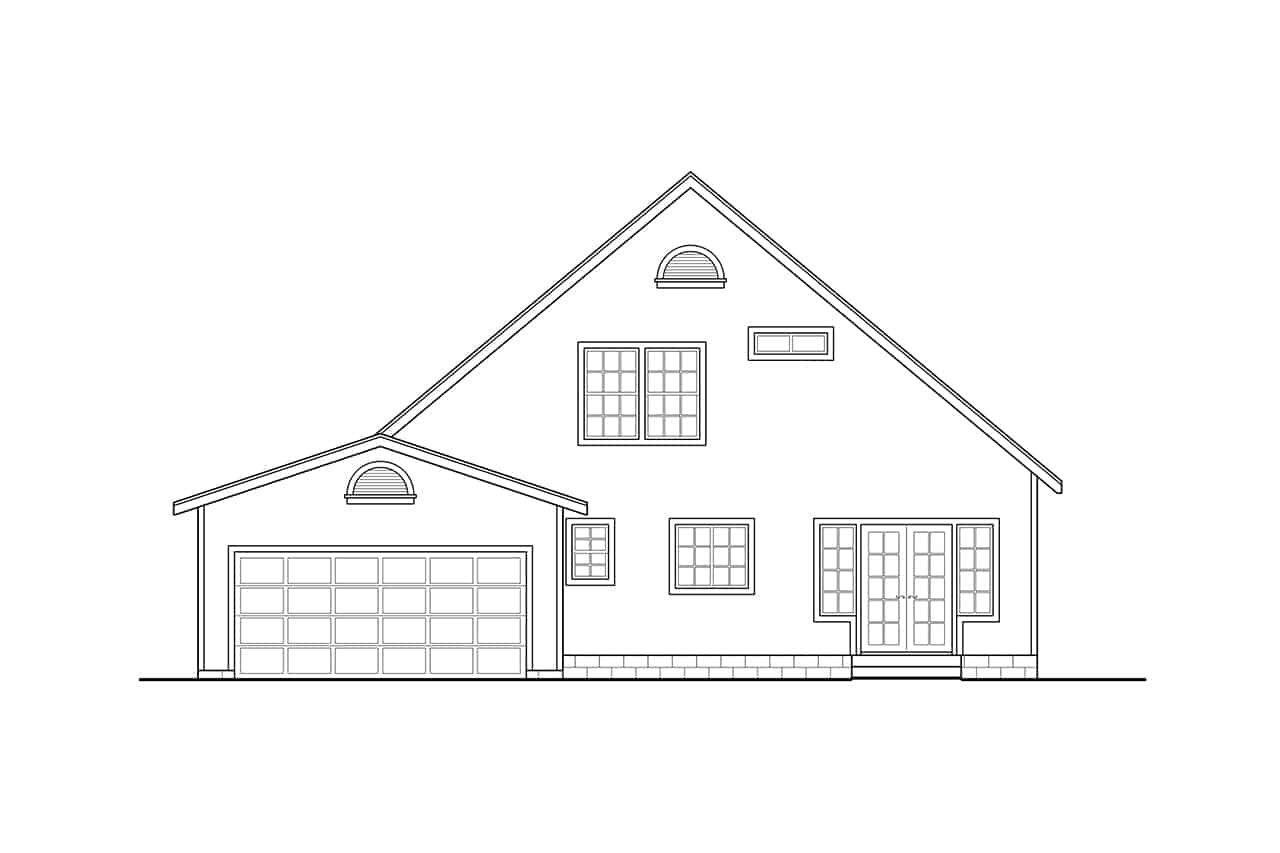 Home Plan Rear Elevation of this 3-Bedroom,1580 Sq Ft Plan -108-1225