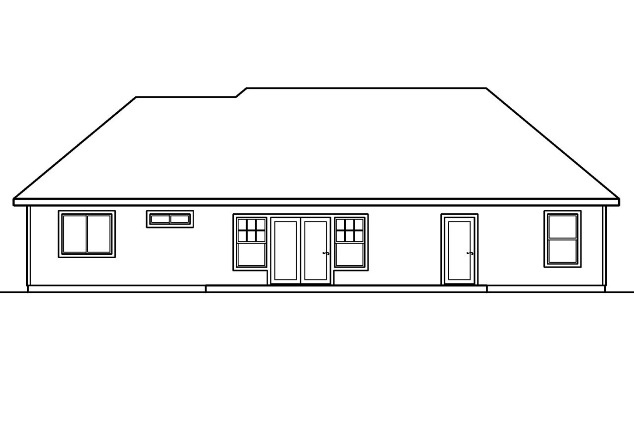 Home Plan Rear Elevation of this 4-Bedroom,2183 Sq Ft Plan -108-1228