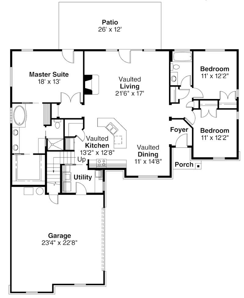 Floor Plan First Story of Transitional Plan #108-1228