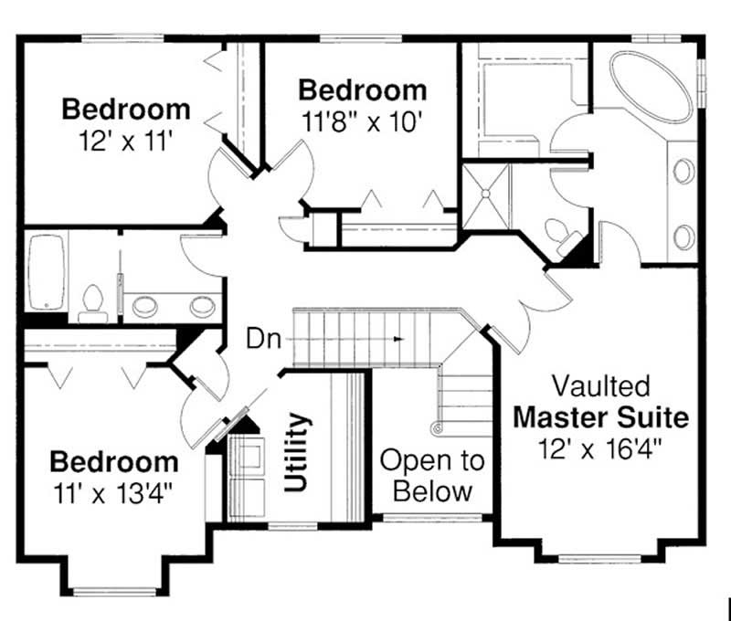 Floor Plan Second Story of Contemporary Plan #108-1232