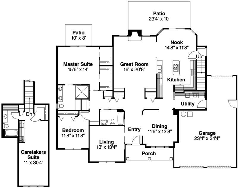Floor Plan First Story of Country Plan #108-1233