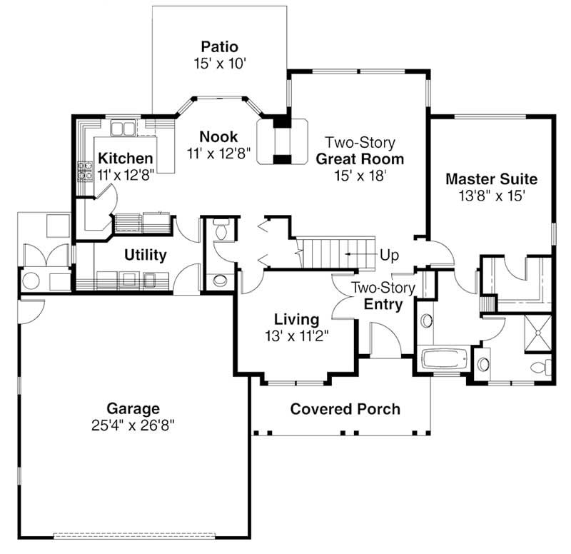 Floor Plan First Story of Country Plan #108-1234