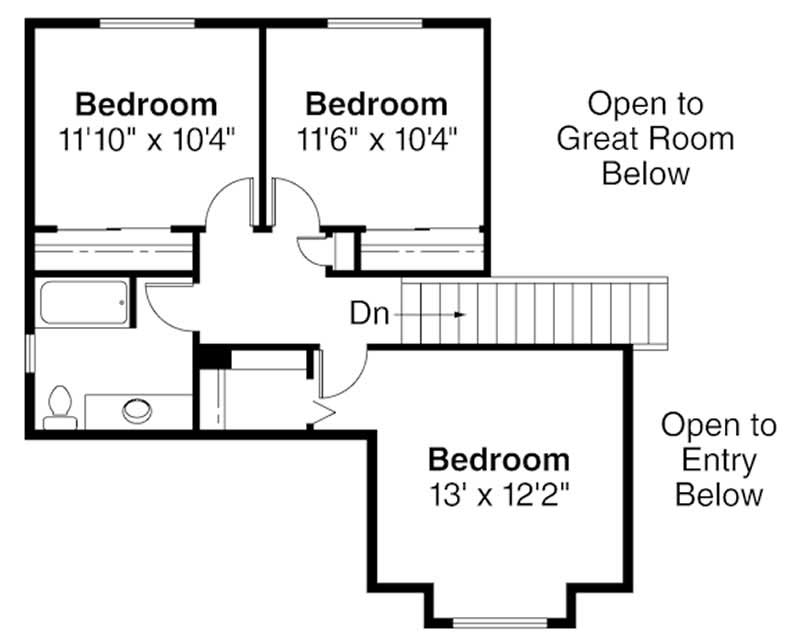 Floor Plan Second Story of Country Plan #108-1234