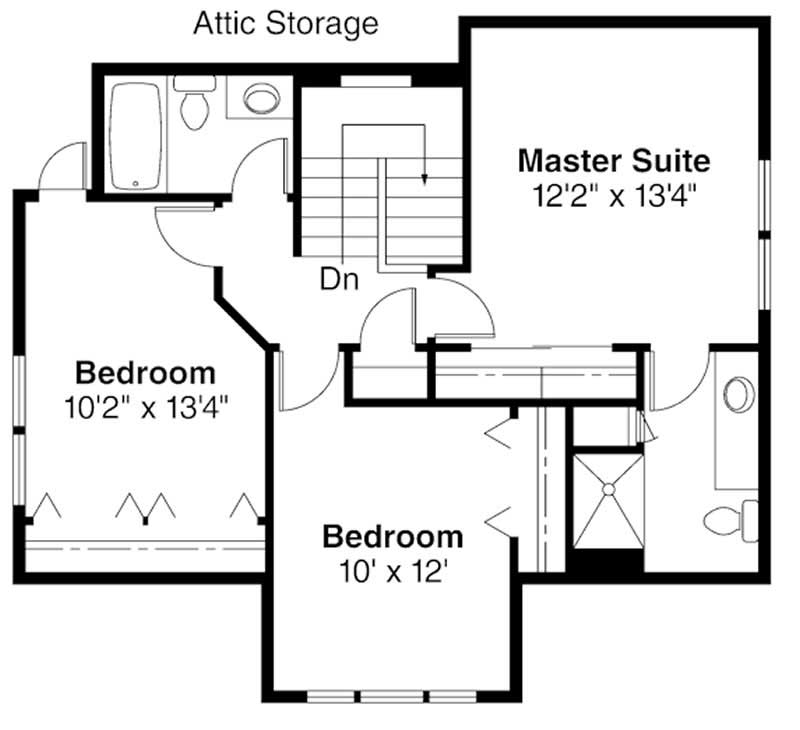 Floor Plan Second Story of Country Plan #108-1236