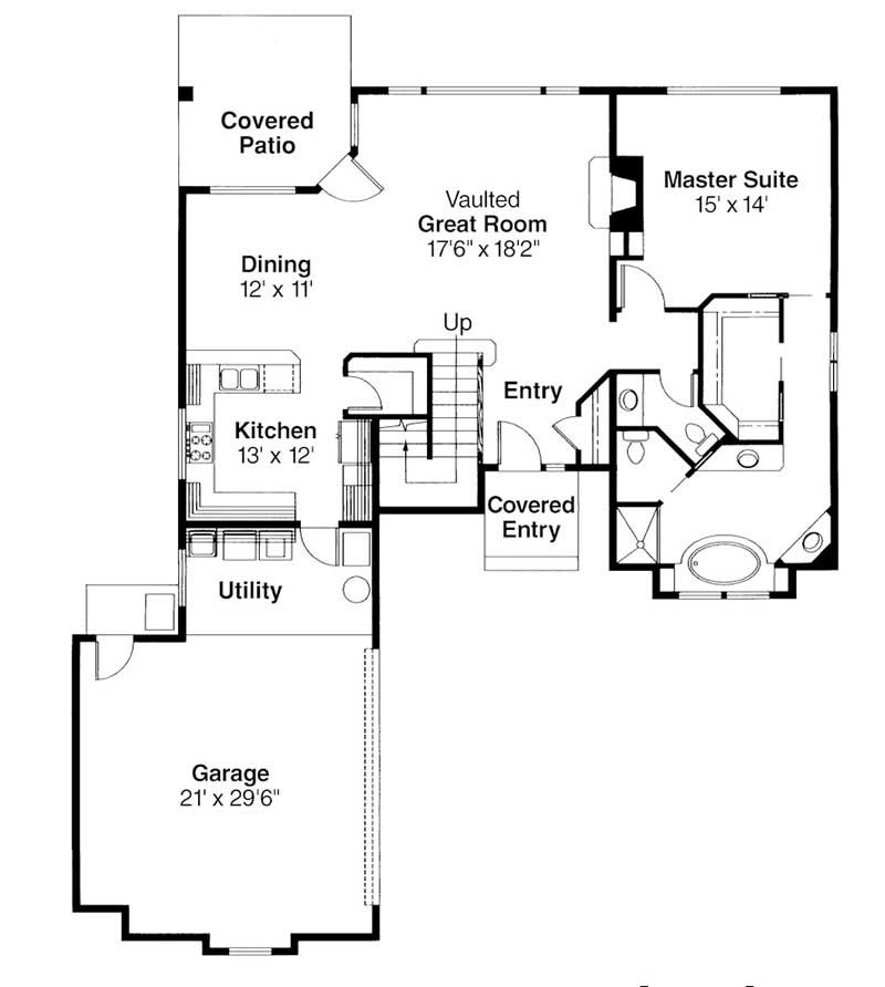 Floor Plan First Story of Mediterranean Plan #108-1237