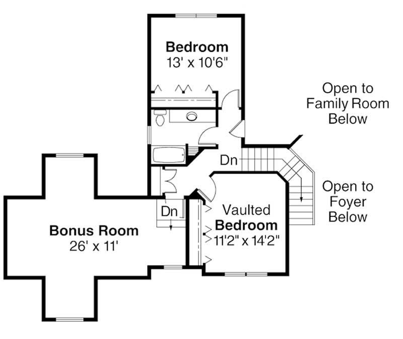 Floor Plan Second Story of Traditional Plan #108-1238