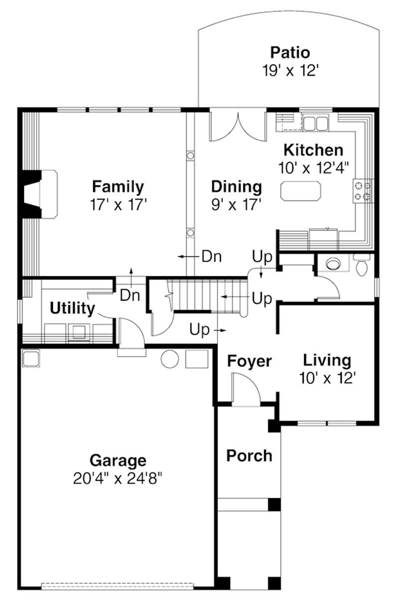 Floor Plan First Story of European Plan #108-1239