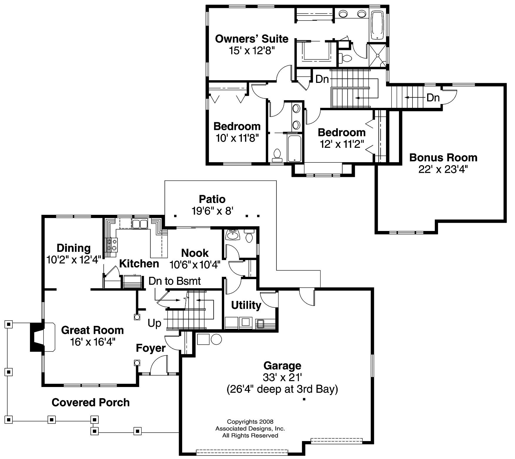 Floor Plan First Story of Country Plan #108-1240