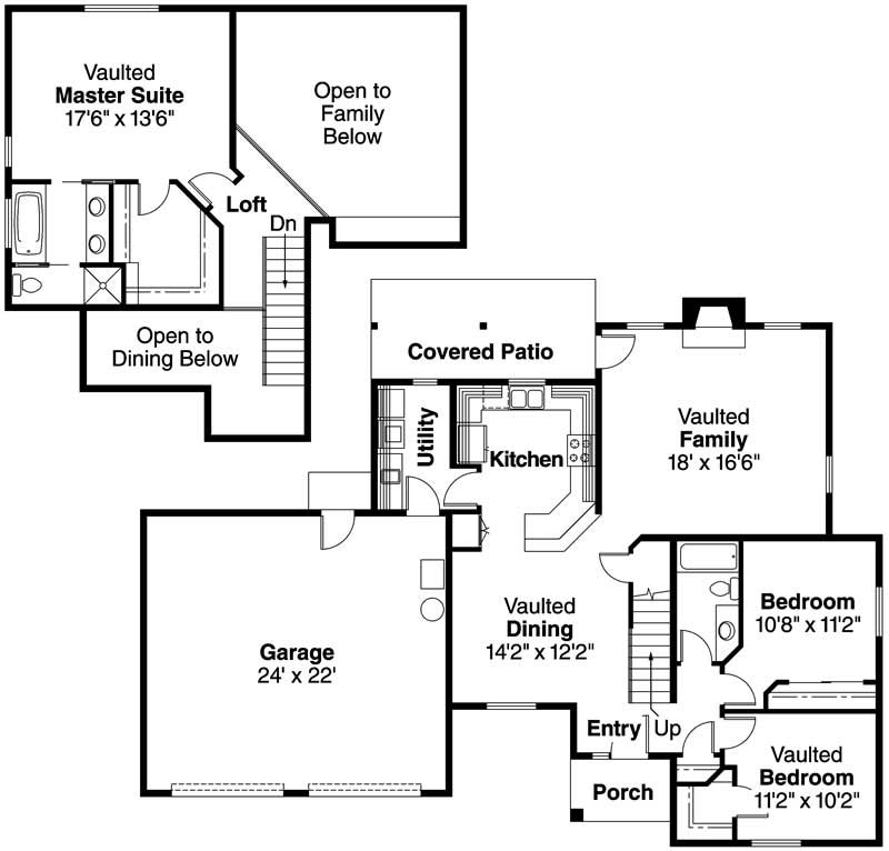 Floor Plan First Story of Florida Style Plan #108-1241