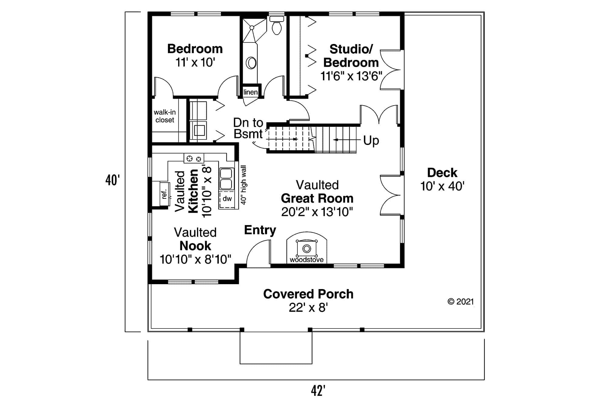 Floor Plan First Story of Coastal Plan #108-1242