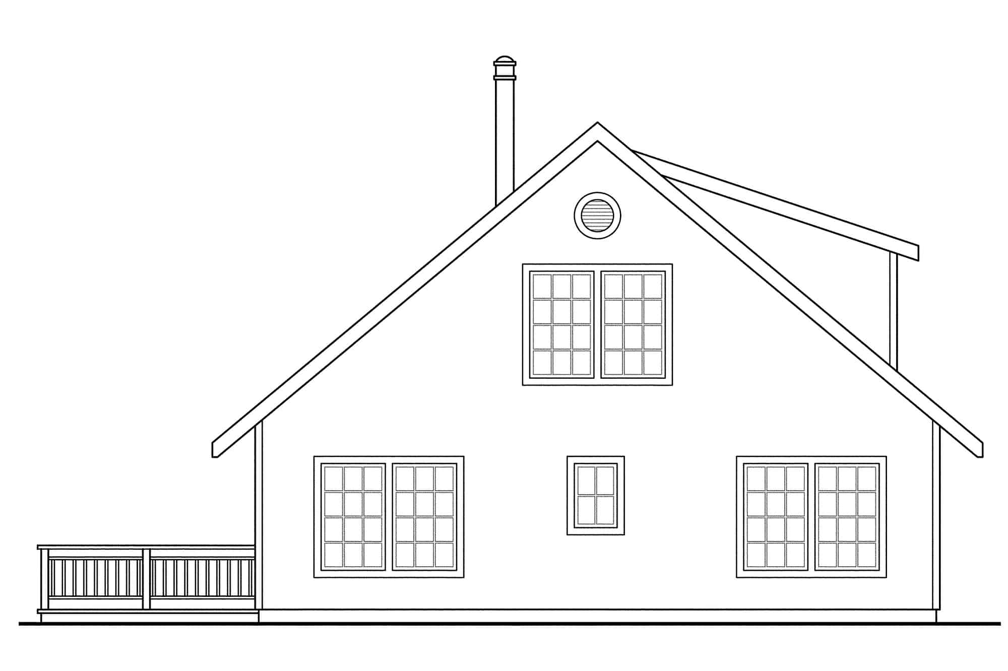 Home Plan Rear Elevation of this 3-Bedroom,1305 Sq Ft Plan -108-1242