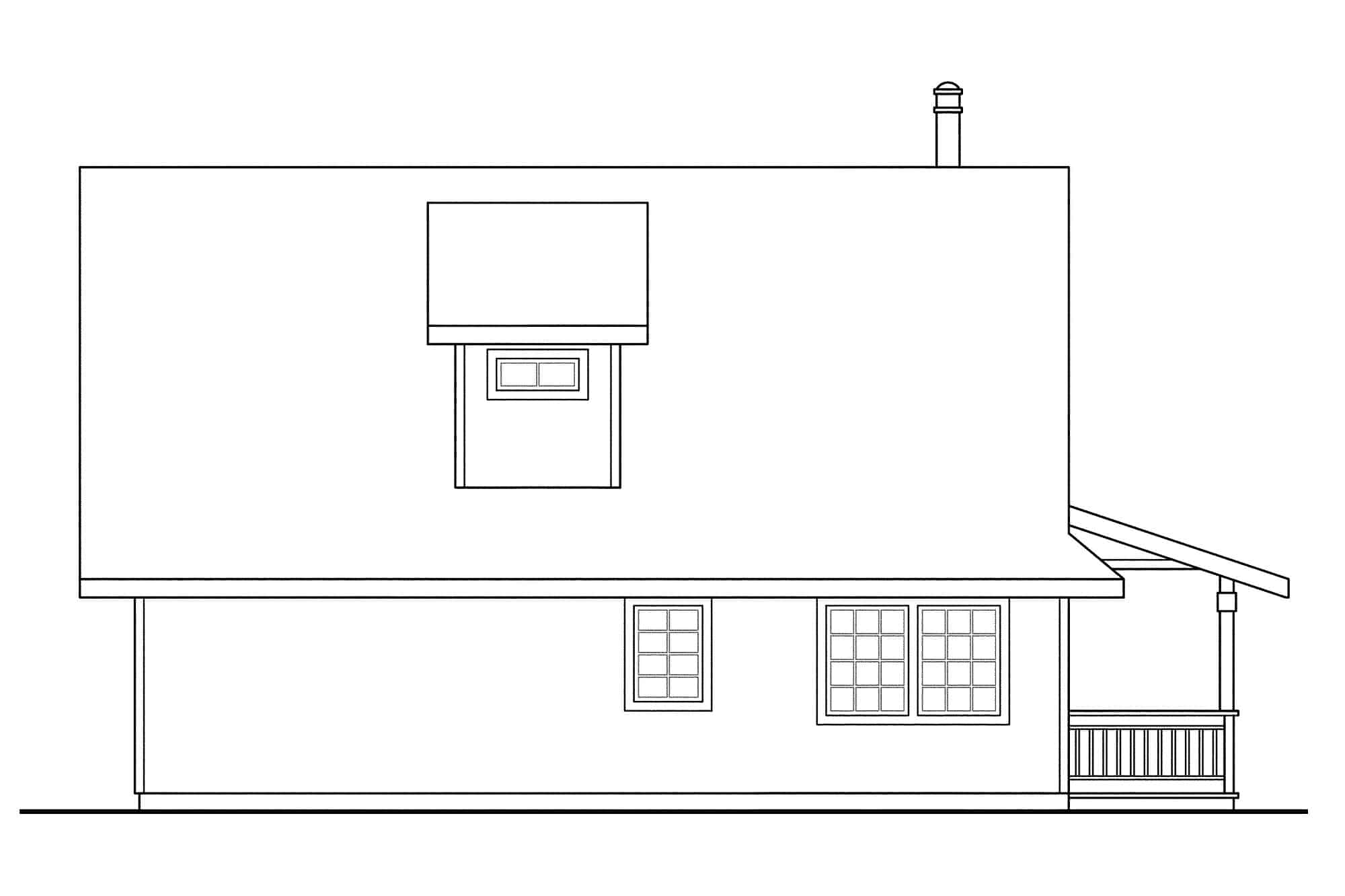 Home Plan Left Elevation of this 3-Bedroom,1305 Sq Ft Plan -108-1242
