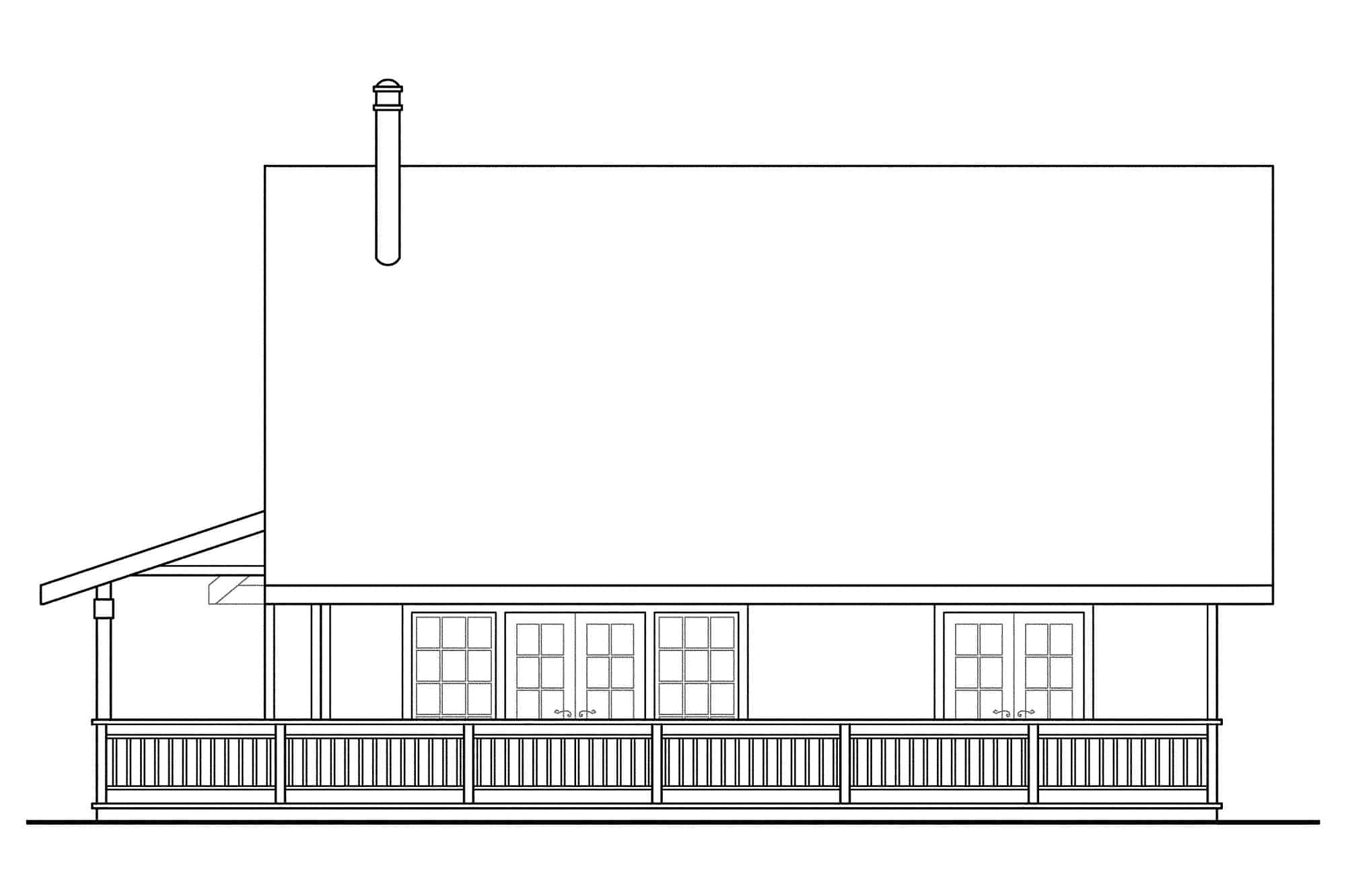 Home Plan Right Elevation of this 3-Bedroom,1305 Sq Ft Plan -108-1242
