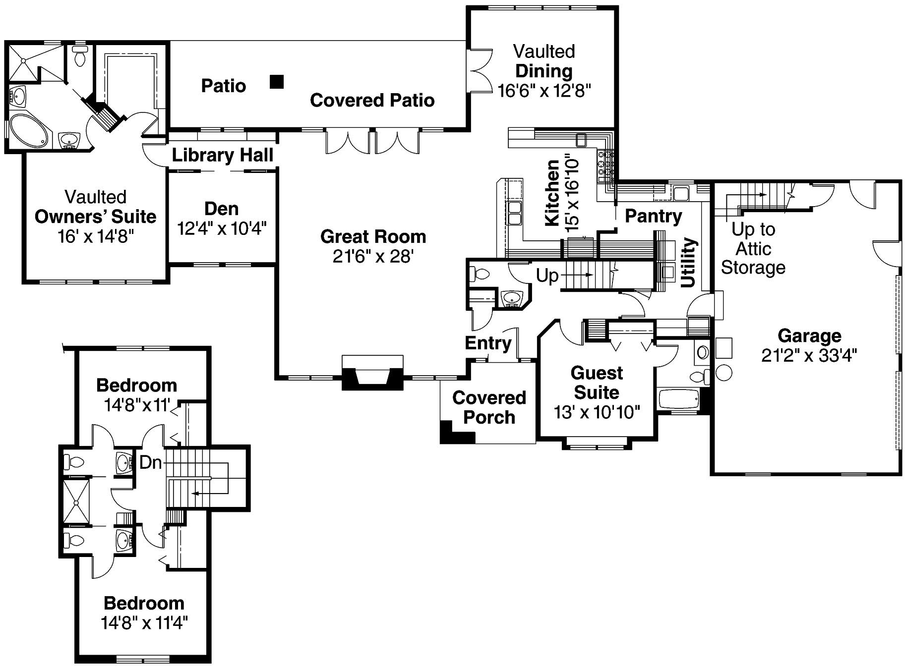 Floor Plan First Story of European Plan #108-1243
