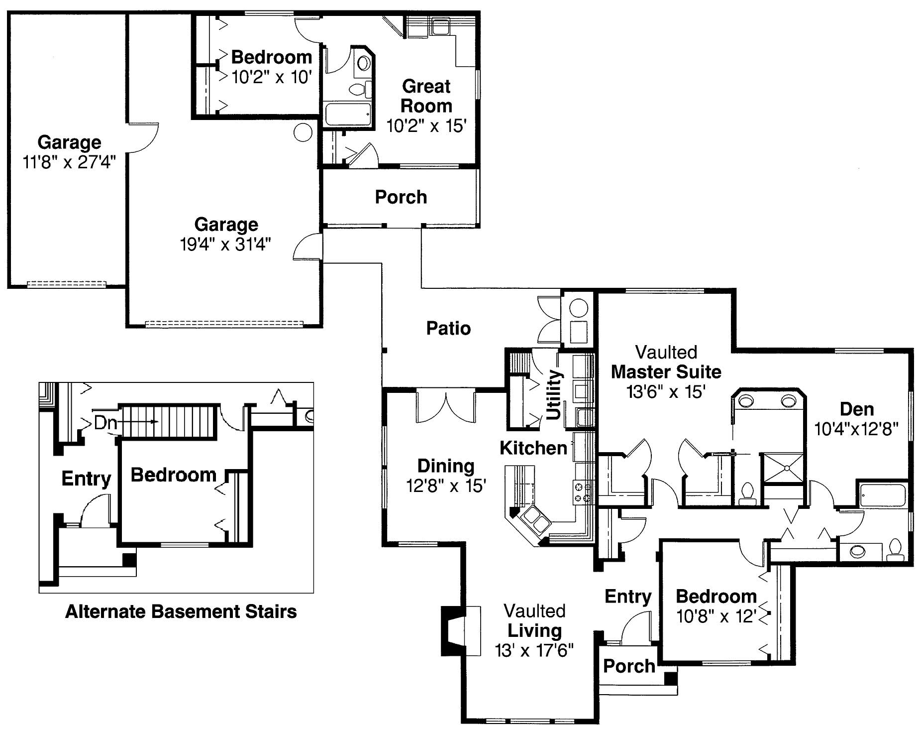 Floor Plan First Story of Transitional Plan #108-1247