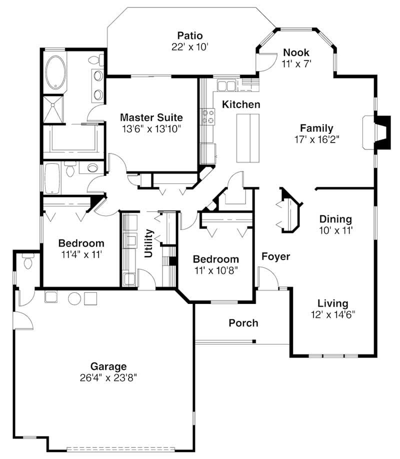 Floor Plan First Story of Country Plan #108-1248