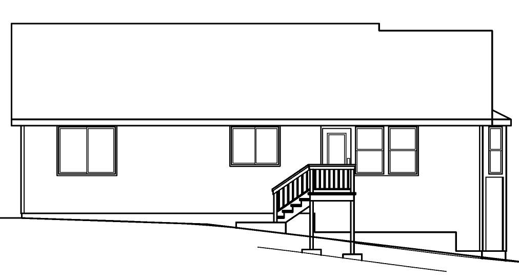Home Plan Rear Elevation of this 3-Bedroom,1472 Sq Ft Plan -108-1249