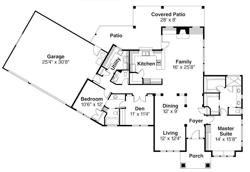 Floor Plan First Story of Contemporary Plan #108-1251
