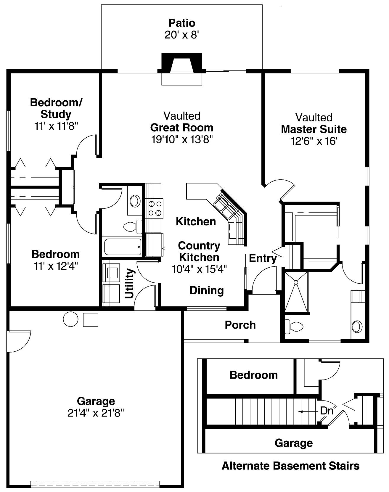 Floor Plan First Story of Small House Plans #108-1254