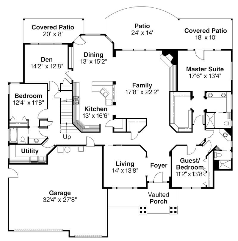 Floor Plan First Story of Contemporary Plan #108-1256