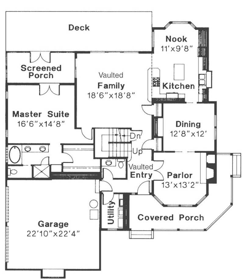 Floor Plan First Story of Country Plan #108-1261