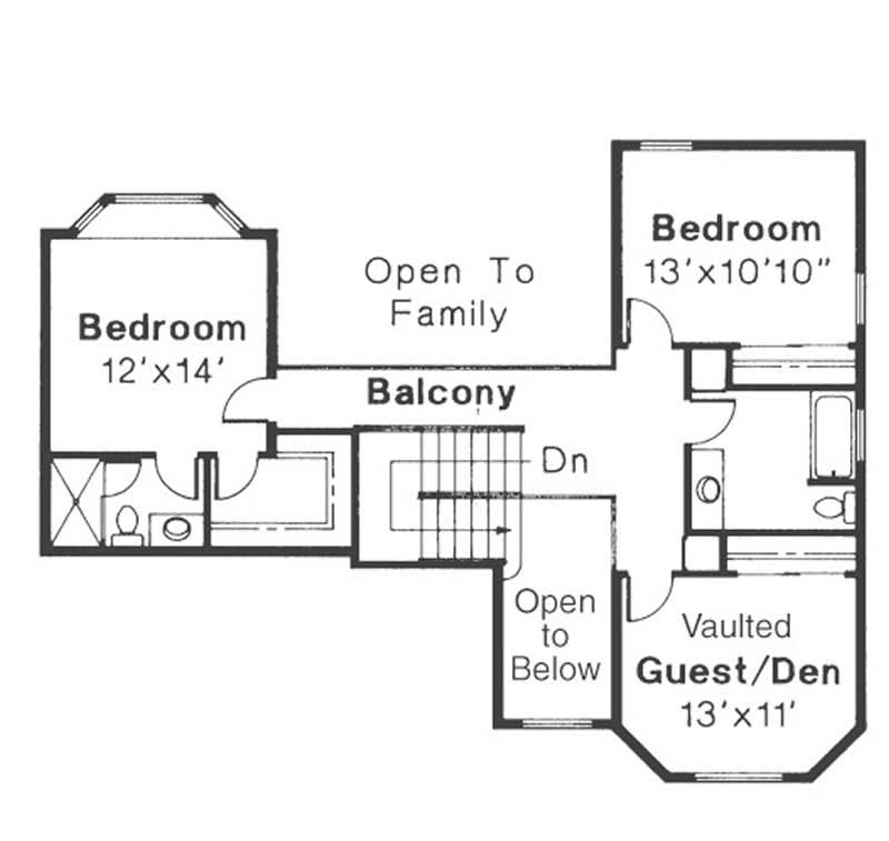 Floor Plan Second Story of Country Plan #108-1261