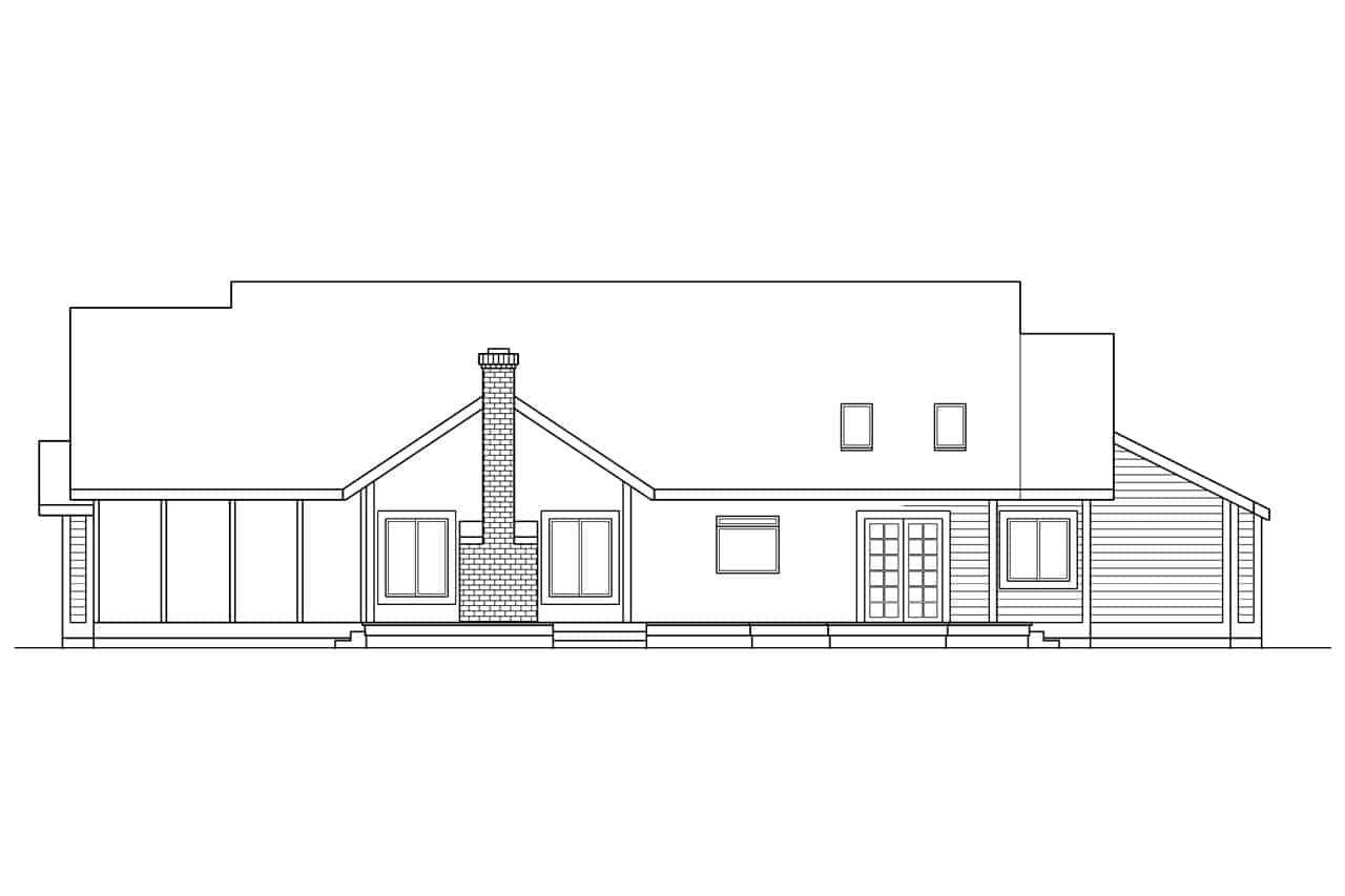 Home Plan Rear Elevation of this 4-Bedroom,2299 Sq Ft Plan -108-1262