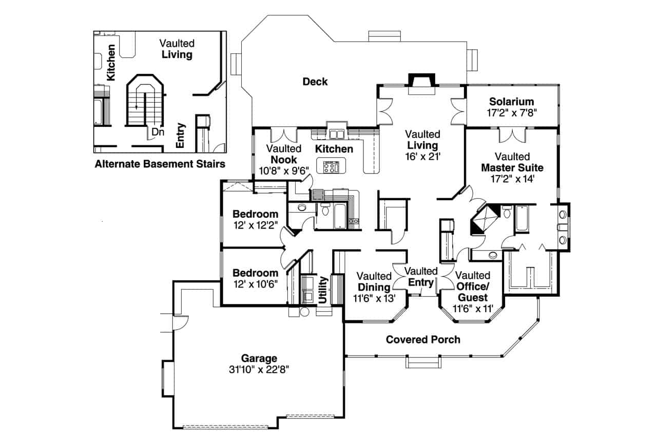 Floor Plan First Story of Country Plan #108-1262