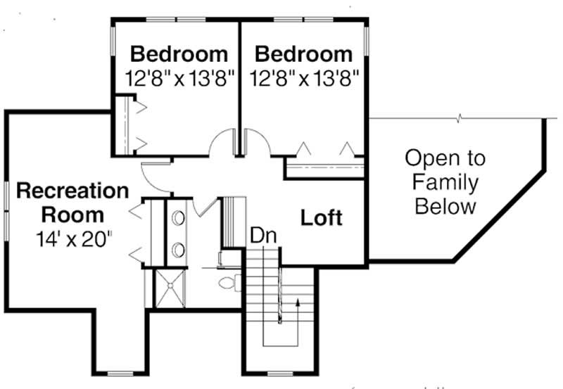 Floor Plan Second Story of European Plan #108-1264