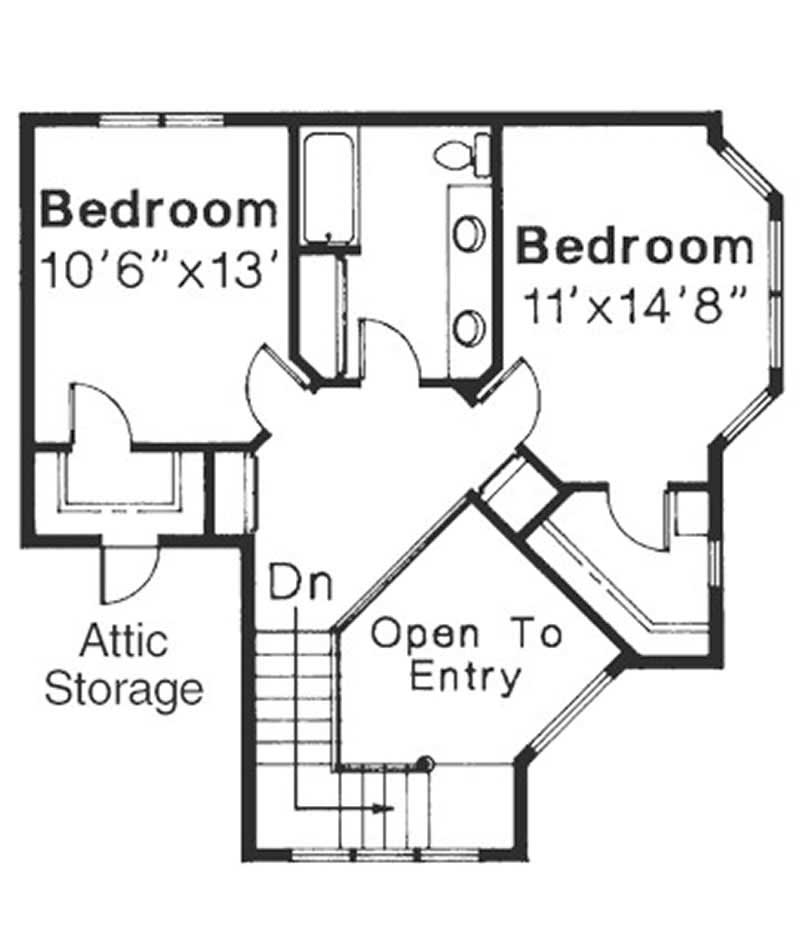 Floor Plan Second Story of Country Plan #108-1265