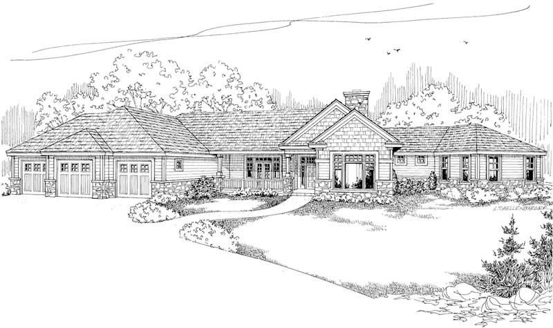 Front View of this 3-Bedroom, 3384 Sq Ft Plan - 108-1268