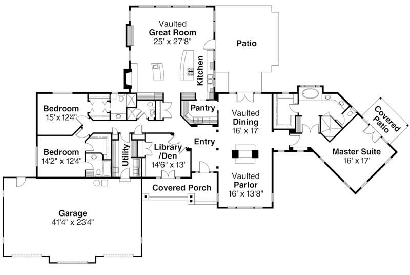 Floor Plan First Story of Contemporary Plan #108-1268