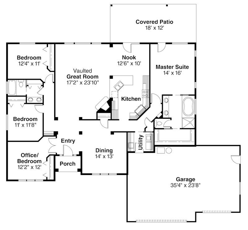 Floor Plan First Story of Ranch Plan #108-1269