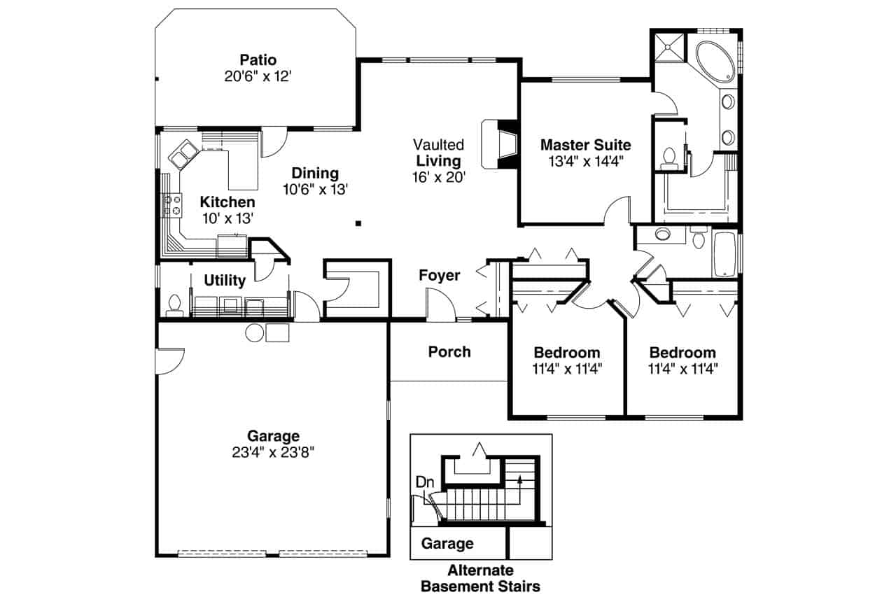 Main Level of Ranch Plan #108-1270