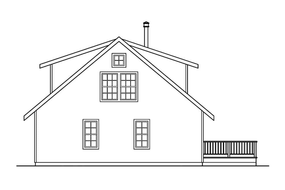 Home Plan Rear Elevation of this 3-Bedroom,1749 Sq Ft Plan -108-1275