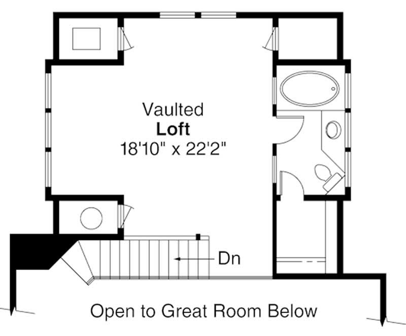 Floor Plan Second Story of Craftsman Plan #108-1275