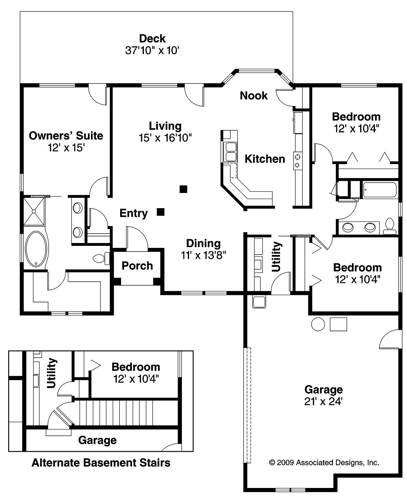 Floor Plan First Story of European Plan #108-1276