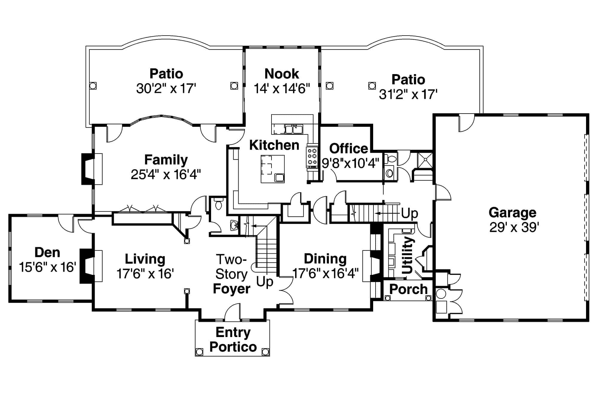 Floor Plan First Story of Colonial Plan #108-1277