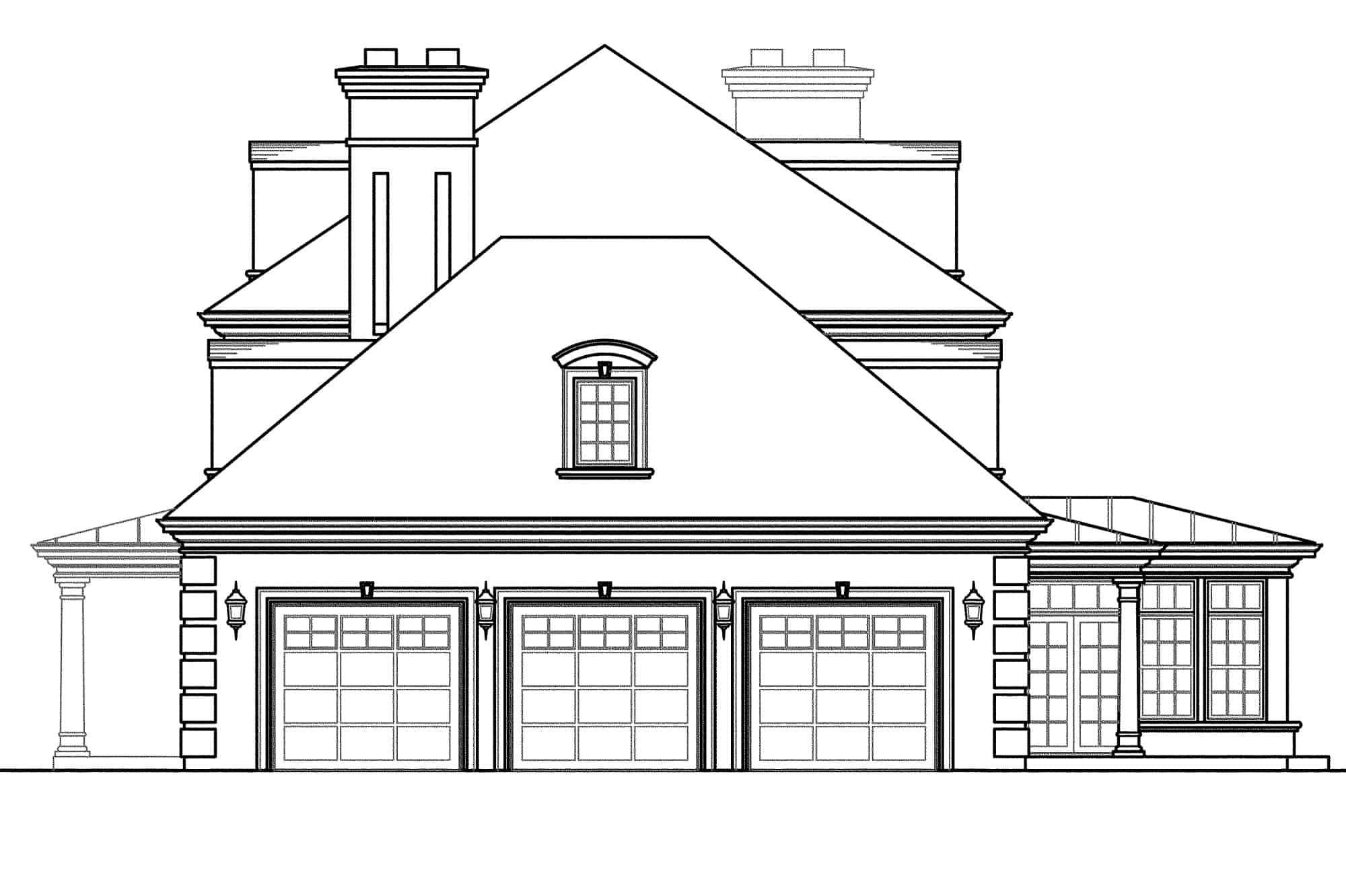 Home Plan Right Elevation of this 6-Bedroom,5269 Sq Ft Plan -108-1277