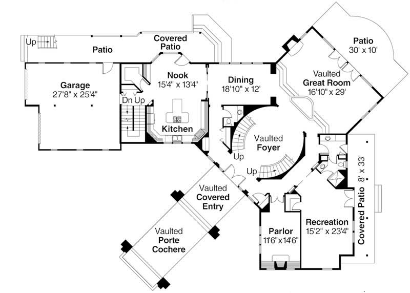 Floor Plan First Story of Craftsman Plan #108-1278