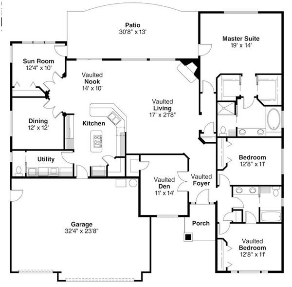 Floor Plan First Story of Ranch Plan #108-1279