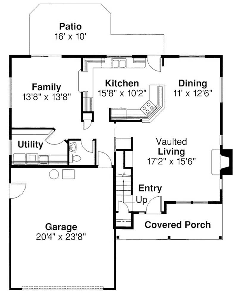 Floor Plan First Story of Country Plan #108-1281