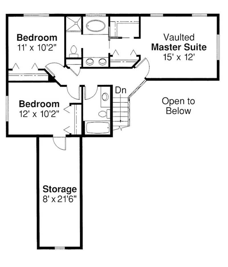 Floor Plan Second Story of Country Plan #108-1281