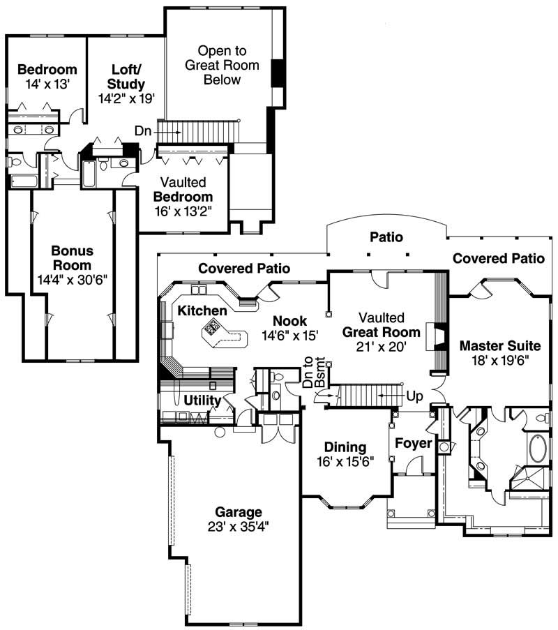 Floor Plan First Story of Contemporary Plan #108-1286