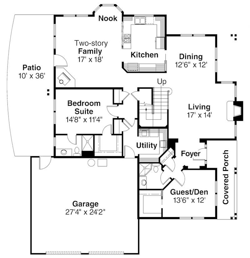 Floor Plan First Story of Contemporary Plan #108-1287