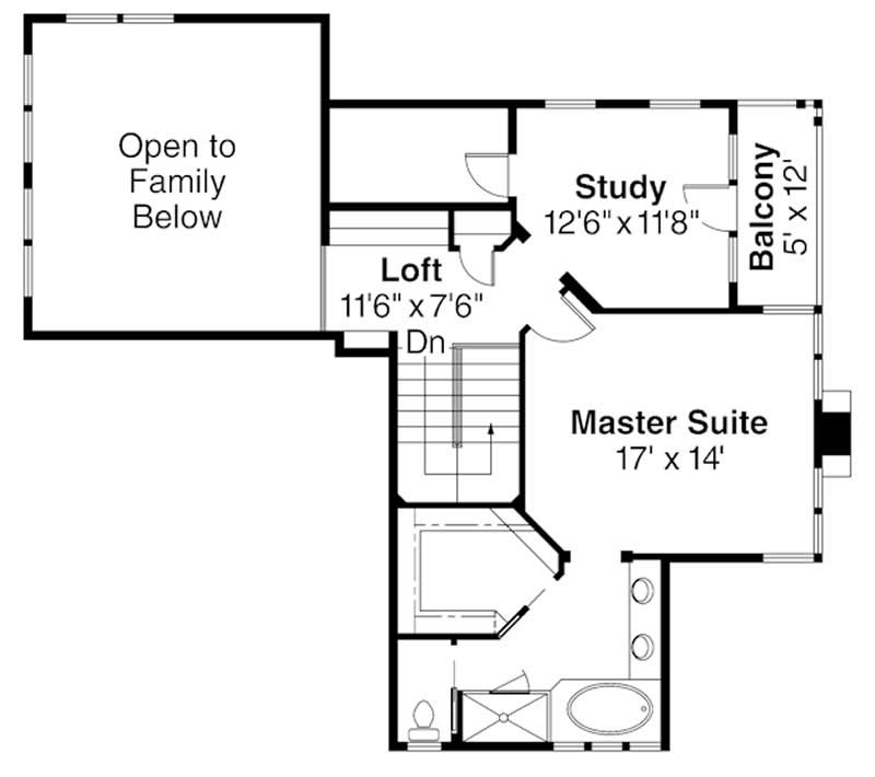 Floor Plan Second Story of Contemporary Plan #108-1287