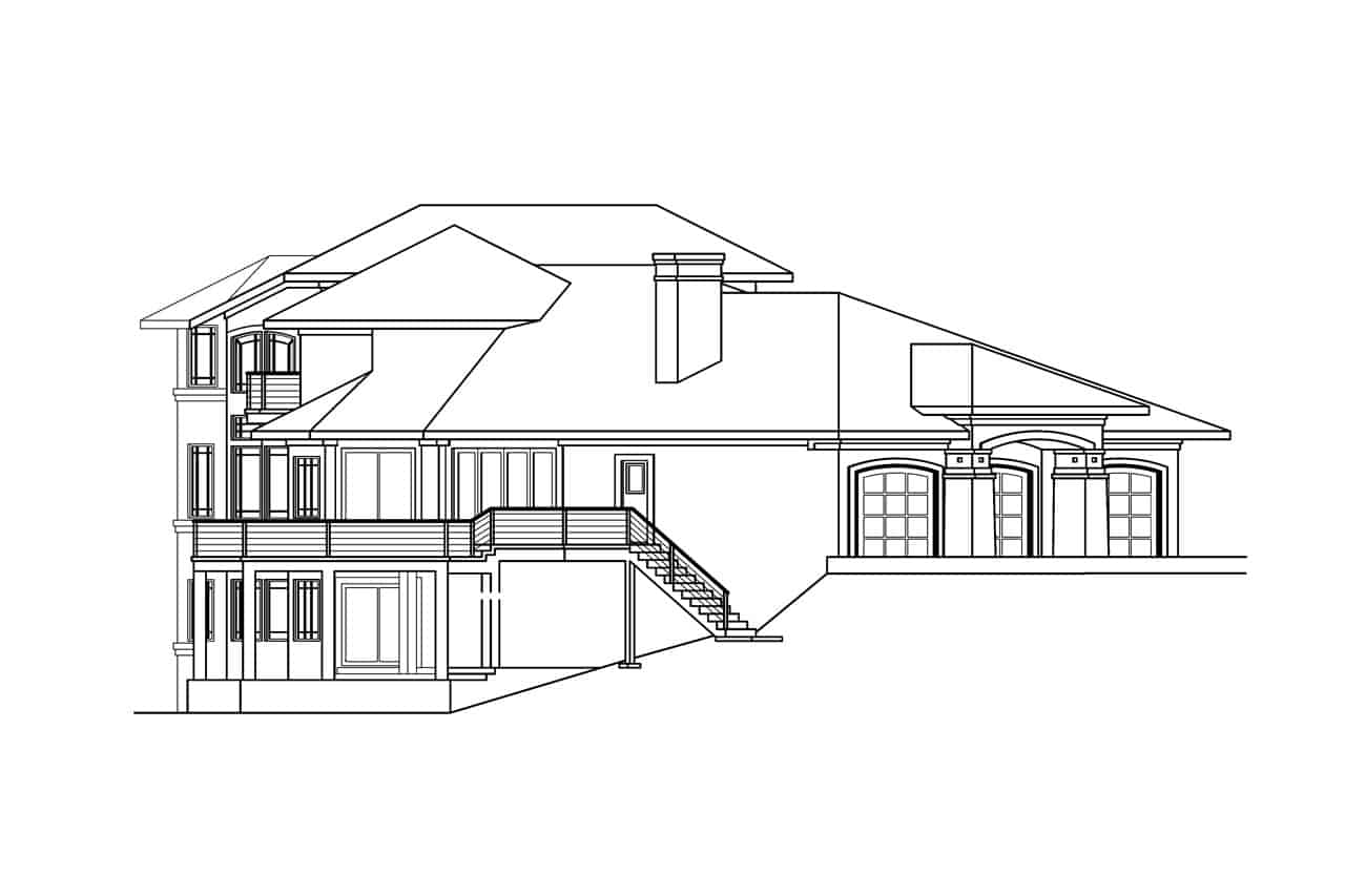 Home Plan Left Elevation of this 4-Bedroom,4285 Sq Ft Plan -108-1288