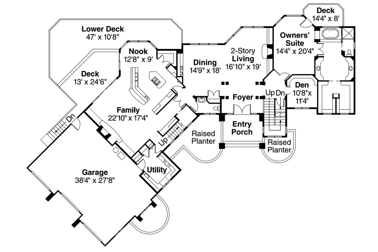 Floor Plan Main Level of Florida Style Plan #108-1288